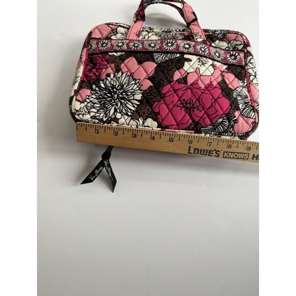 Vera Bradley Cosmetic Bag Retired Mocha Rouge Pink Brown Floral Medium - Picture 11 of 12